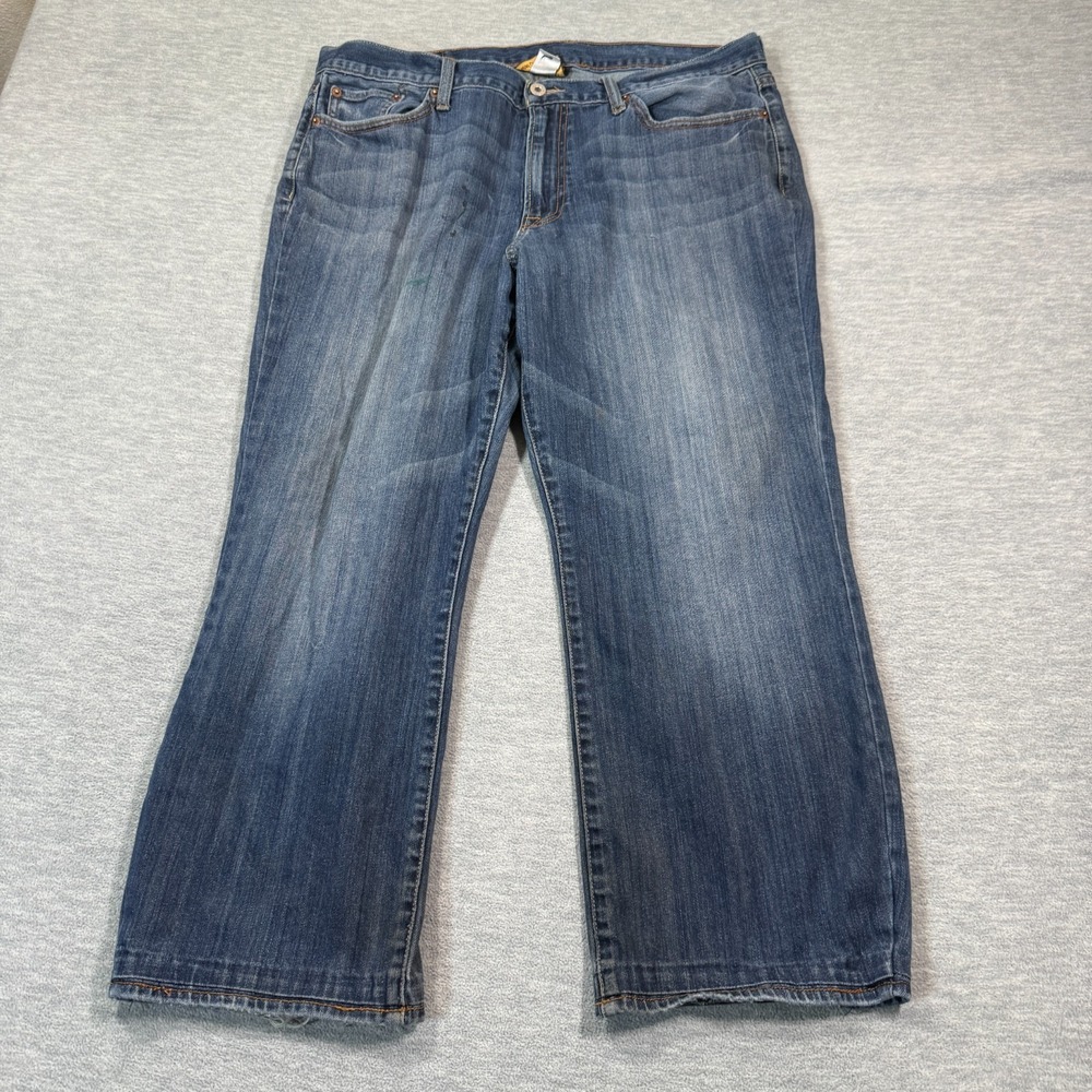 Lucky Brand Jeans Men 38x27 Short Inseam Blue Wide Leg Bootcut Medium Wash
